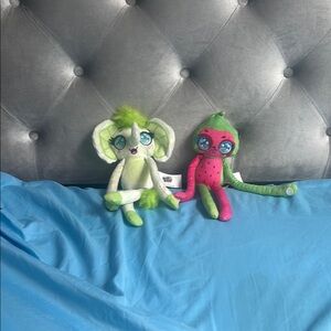 Green and Pink Plush Toy Set